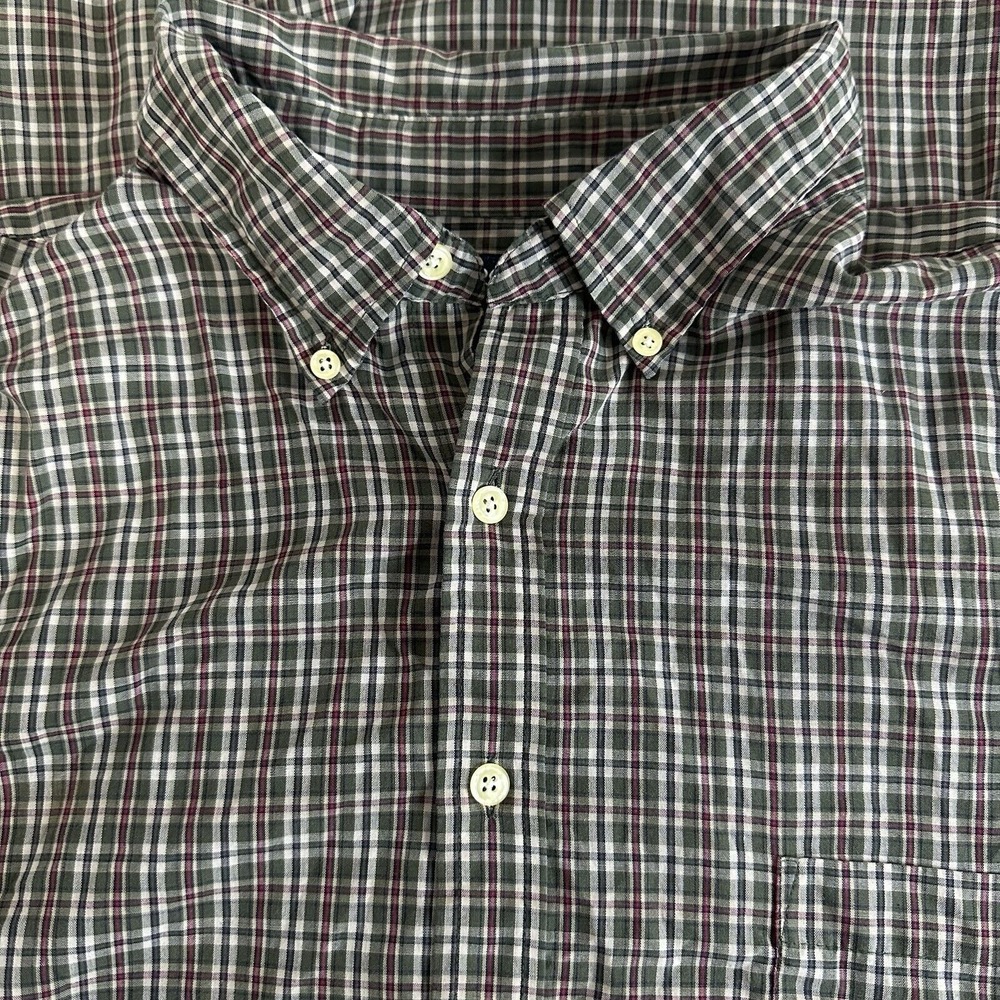 Cherokee Men's Short Sleeve Green Plaid‎ Shirt